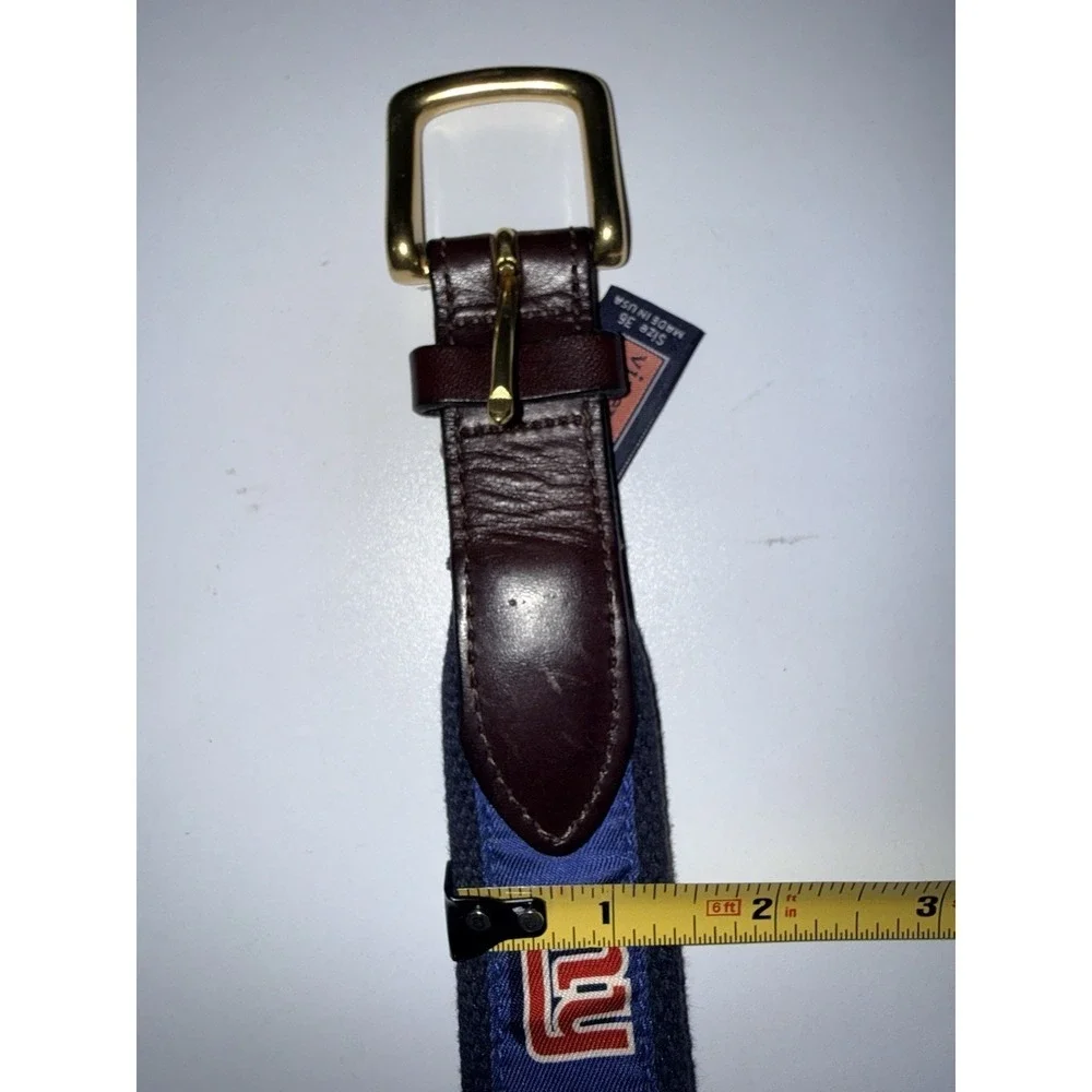 Vineyard Vines New York Giants Belt Mens Size 36 Fabric Leather Brass Buckle 41